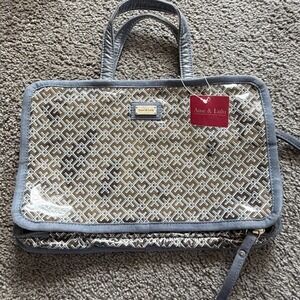 Ame & Lulu Gray Geometric Print Travel Cosmetic Case Organizer NWT